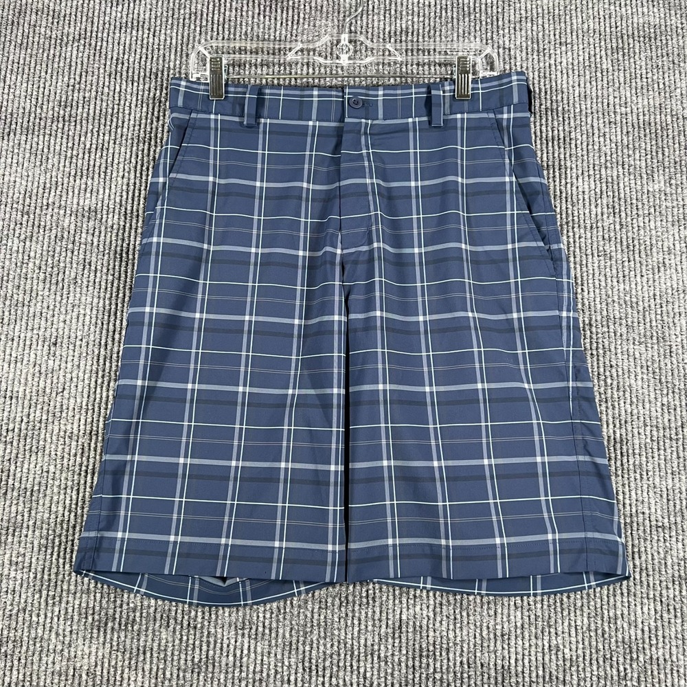 Nike Golf Shorts Mens Size 30 Blue Plaid Chino Performance Dri Fit Outdoor Casua